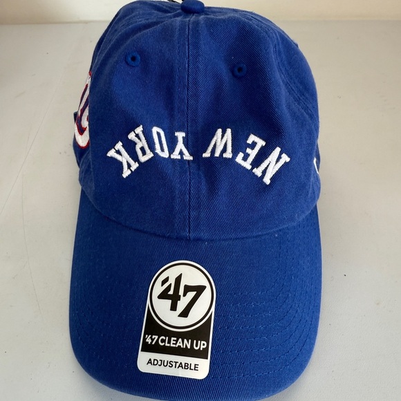 '47 Clean Up New York Giants Upside-Down Unstructured Strap Back Cap Hat Blue - Picture 1 of 6